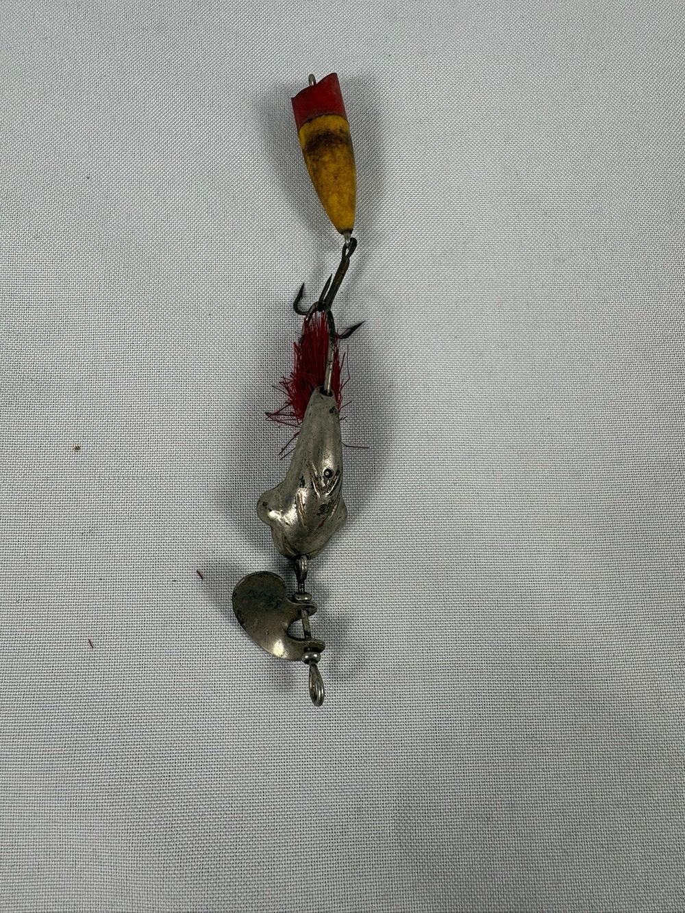 Vintage Al Foss Dixie Wiggler No 14 Fishing Lure Red Bucktail Pat Apr 17 1928